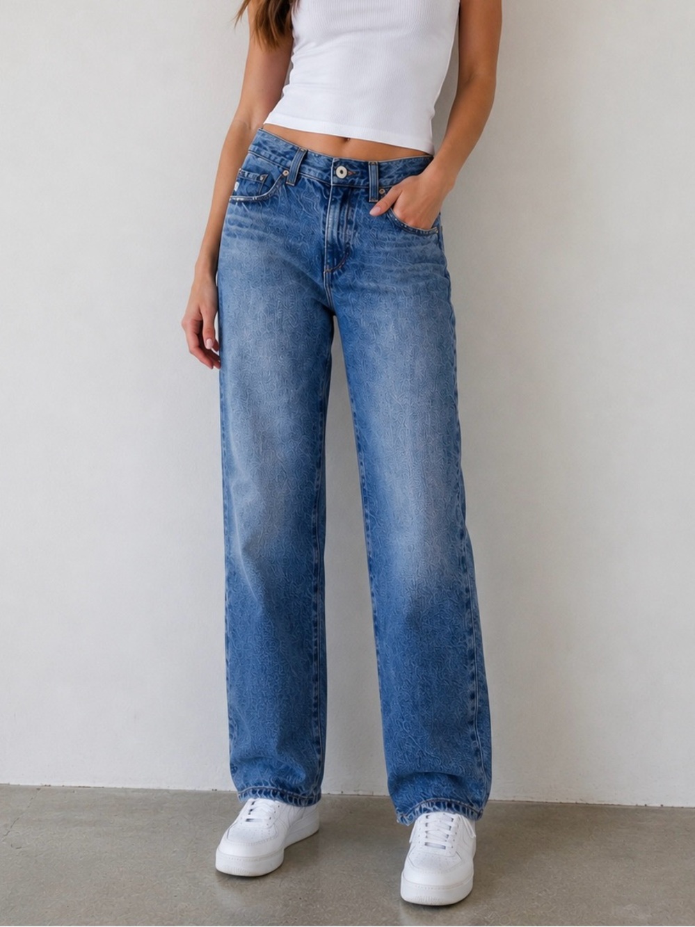 Ag Adriano Goldschmied Straight Leg Jeans in Medium Blue Wash